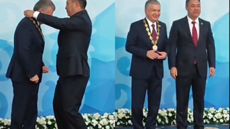 Өзбекстандын президенти сыйлык үчүн Садыр Жапаровго ыраазычылык билдирди