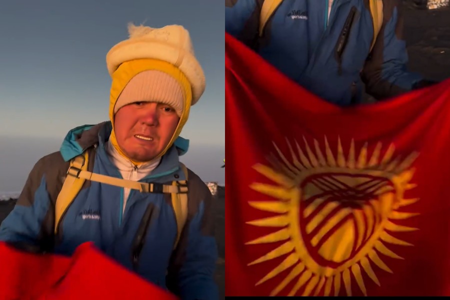 Атасына арналган бийиктик! Кыргыз желеги Африканын чокусунда желбиреди