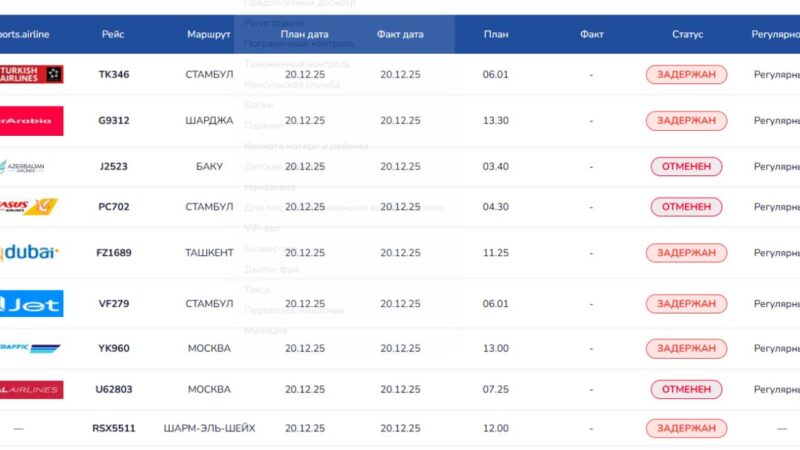 Коюу тумандан улам “Манас” аэропортунда учактар коно албай жатат