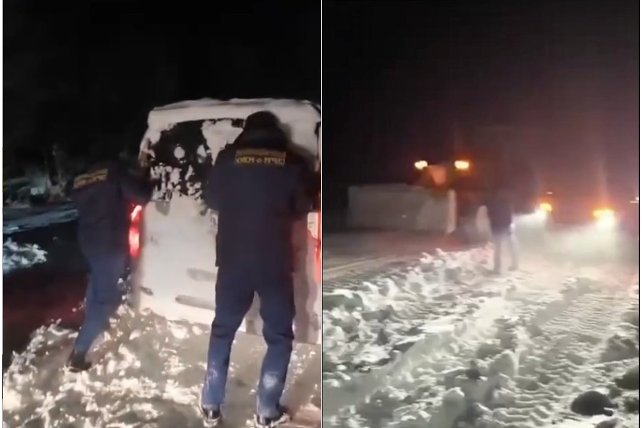 Түп районунда кар күрткүдө калган 8 унаа чыгарылды