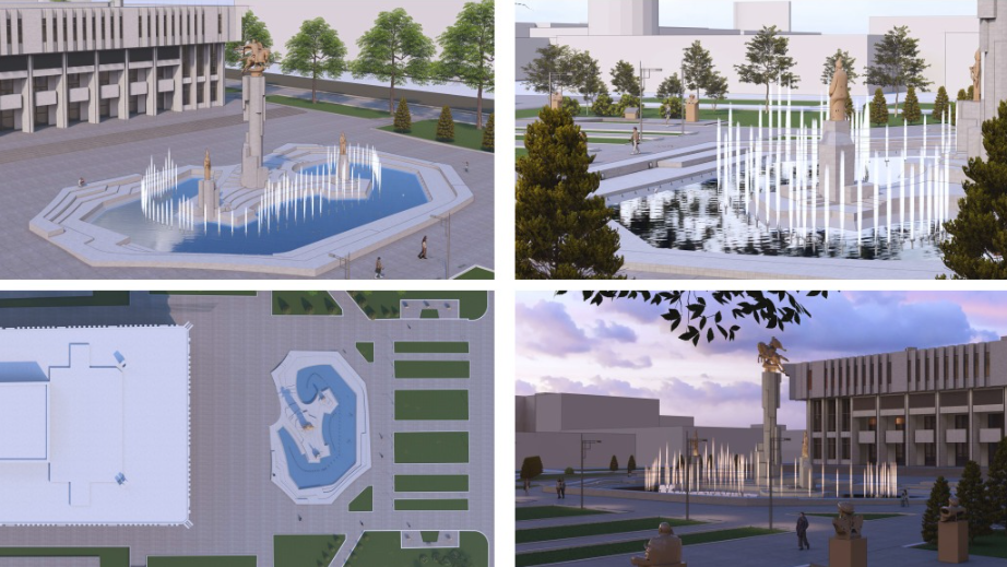 Филармониянын алдындагы фонтандарды демонтаждоо иштери башталды