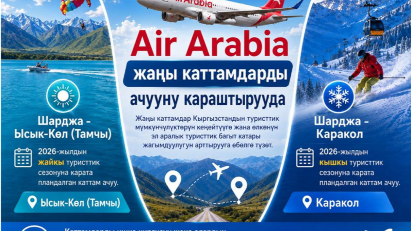 Air Arabia Ысык-Көлгө жана Караколго түз каттамдарды ачуу мүмкүнчүлүгүн карап жатат
