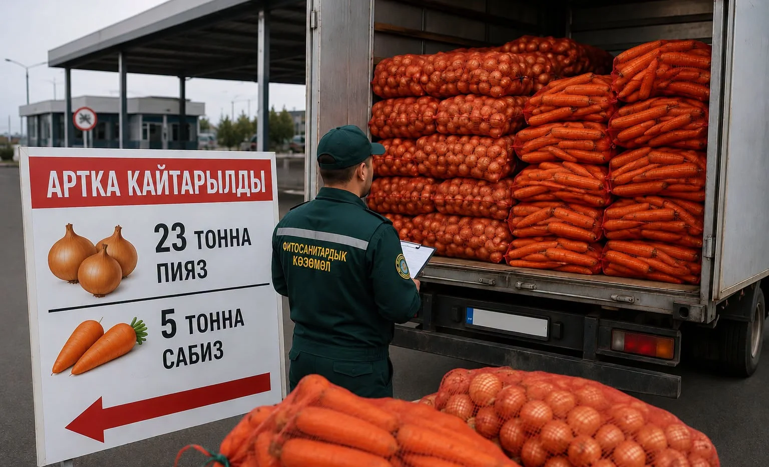Өзбекстандан келген 28 тонна жашылча артка кайтарылды