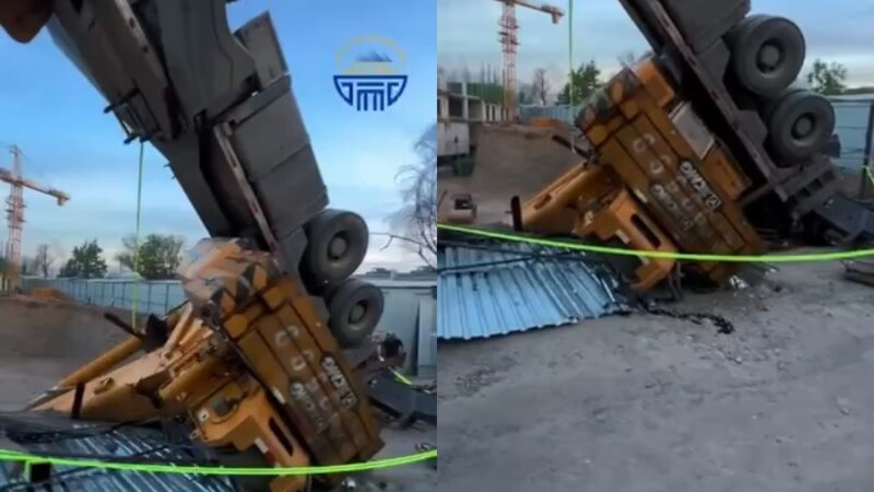 Автокран кулап, компанияга 200 миң сом айып салынды